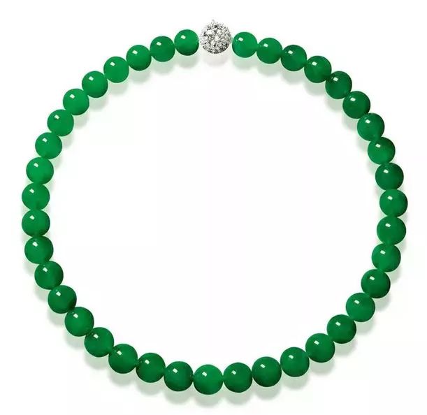 缅甸天然翡翠珠配钻石颈链
